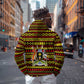 Uganda Christmas Zip Hoodie Flamingo Lights Uganda Flag and Black Red Yellow - African Pride