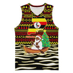 Uganda Christmas Basketball Jersey Santa in Canoe Christmas Tree Uganda Map Flag TS04