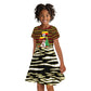 Uganda Christmas Kid Short Sleeve Dress Santa in Canoe Christmas Tree Uganda Map Flag - African Pride