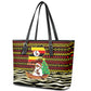 Uganda Christmas Leather Tote Bag Santa in Canoe Christmas Tree Uganda Map Flag - African Pride