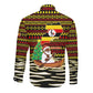 Uganda Christmas Long Sleeve Button Shirt Santa in Canoe Christmas Tree Uganda Map Flag - African Pride