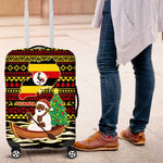 Uganda Christmas Luggage Cover Santa in Canoe Christmas Tree Uganda Map Flag - African Pride