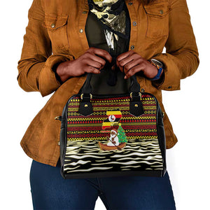Uganda Christmas Shoulder Handbag Santa in Canoe Christmas Tree Uganda Map Flag - African Pride