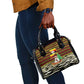 Uganda Christmas Shoulder Handbag Santa in Canoe Christmas Tree Uganda Map Flag - African Pride