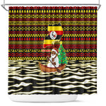Uganda Christmas Shower Curtain Santa in Canoe Christmas Tree Uganda Map Flag - African Pride