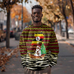 Uganda Christmas Sweatshirt Santa in Canoe Christmas Tree Uganda Map Flag - African Pride