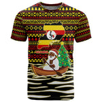 Uganda Christmas T shirt Santa in Canoe Christmas Tree Uganda Map Flag - African Pride