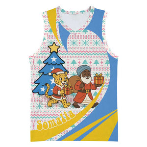 Somalia Christmas Basketball Jersey Santa Cheetah Christmas Tree Village Scene and Festive Snowflake TS04