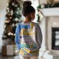 Somalia Christmas Kid Ugly Christmas Sweater Santa Cheetah Christmas Tree Village Scene and Festive Snowflake - African Pride