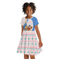 Somalia Christmas Kid Short Sleeve Dress Santa Cheetah Christmas Tree Village Scene and Festive Snowflake - African Pride