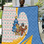 Somalia Christmas Quilt Santa Cheetah Christmas Tree Village Scene and Festive Snowflake - African Pride