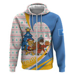Somalia Christmas Zip Hoodie Santa Cheetah Christmas Tree Village Scene and Festive Snowflake - African Pride