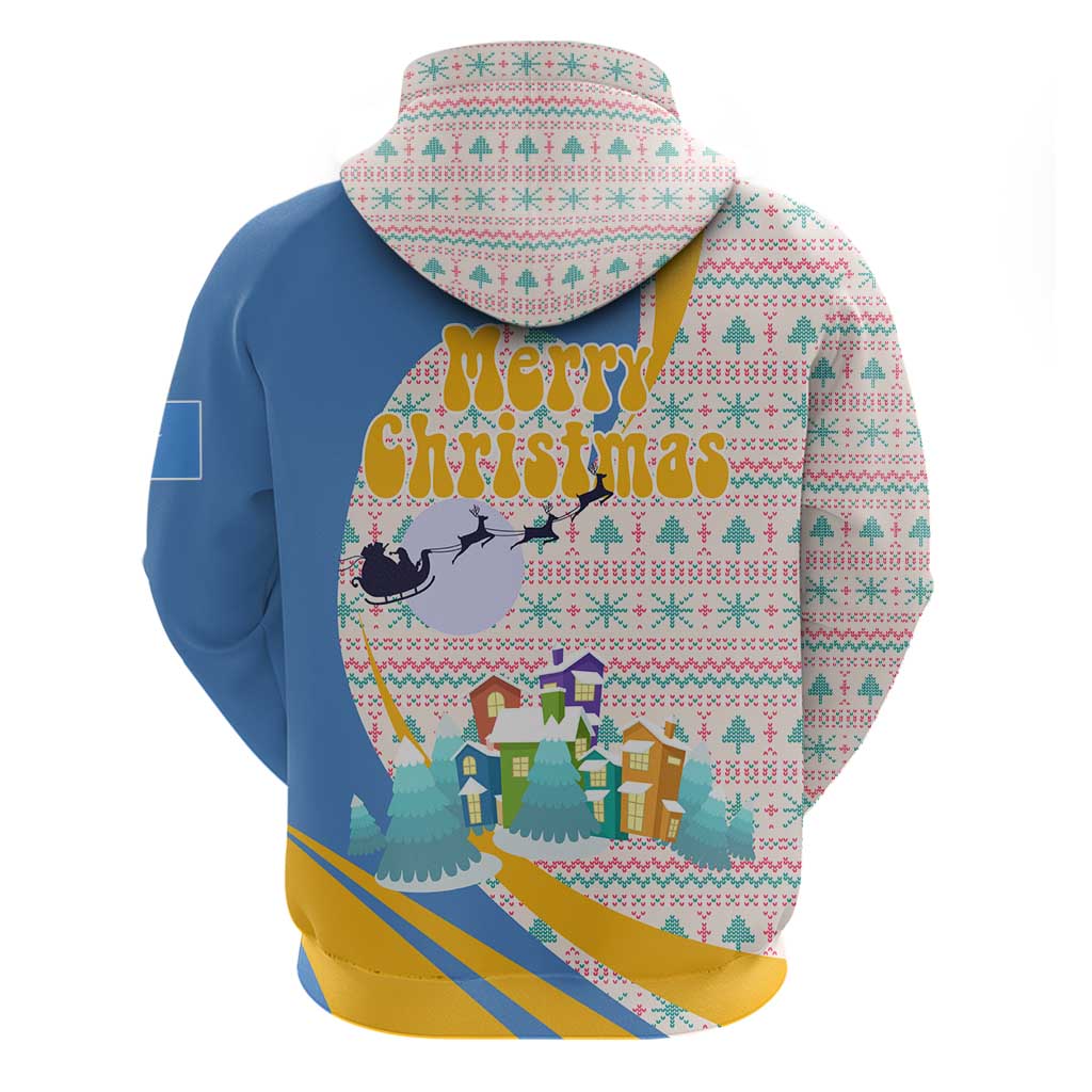 Somalia Christmas Zip Hoodie Santa Cheetah Christmas Tree Village Scene and Festive Snowflake - African Pride