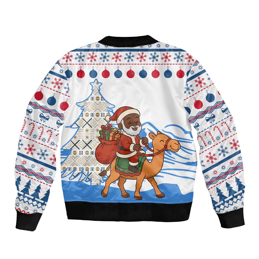 Somalia Christmas Bomber Jacket Santa on Camel Christmas Tree Ornaments Candy Canes and Snowflake - African Pride