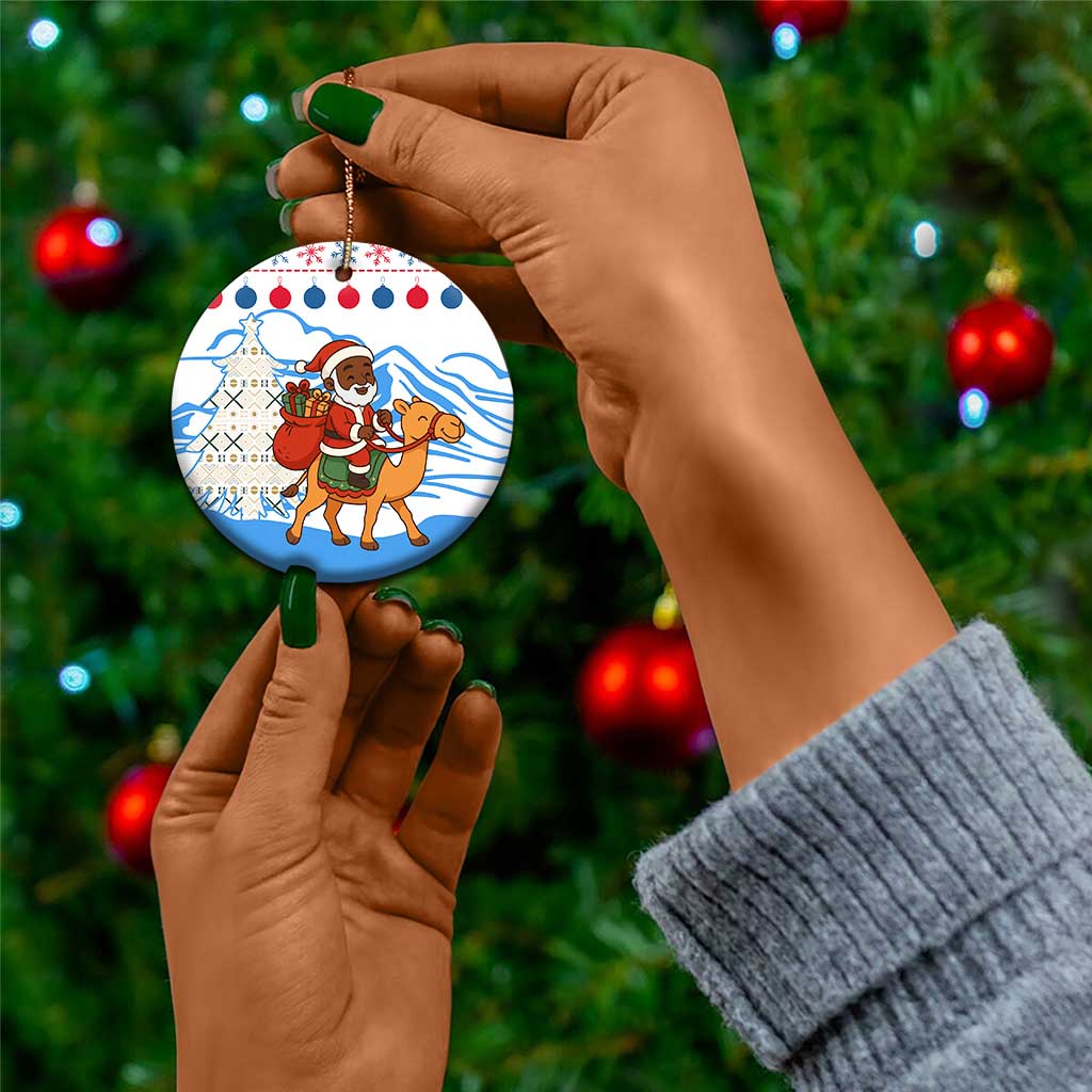 Somalia Christmas Ceramic Ornament Santa on Camel Christmas Tree Ornaments Candy Canes and Snowflake - African Pride