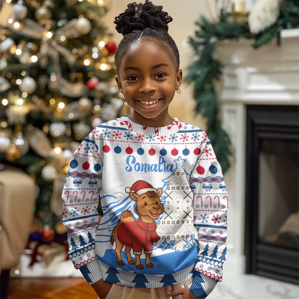 Somalia Christmas Kid Ugly Christmas Sweater Santa on Camel Christmas Tree Ornaments Candy Canes and Snowflake - African Pride