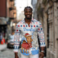 Somalia Christmas Long Sleeve Button Shirt Santa on Camel Christmas Tree Ornaments Candy Canes and Snowflake - African Pride