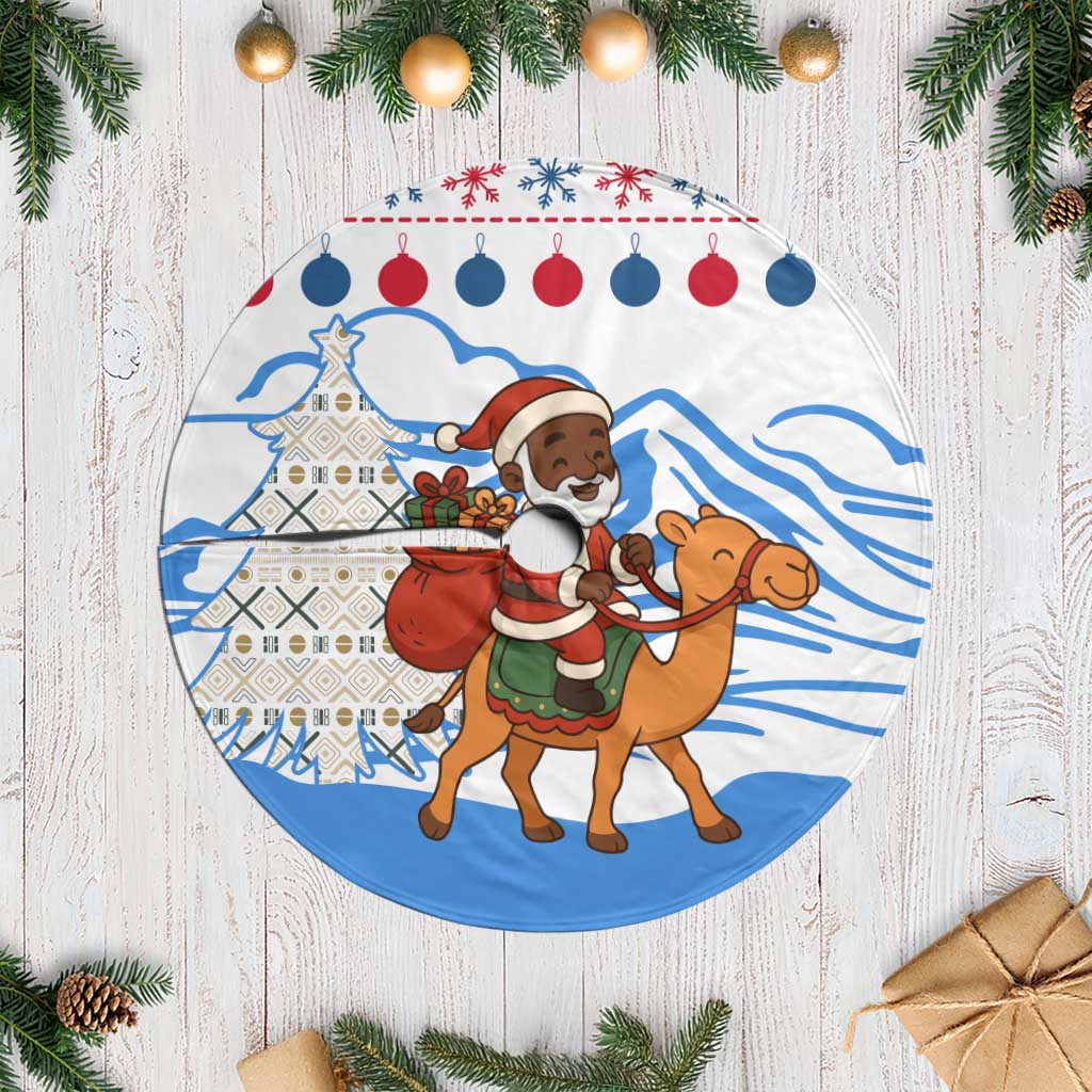 Somalia Christmas Tree Skirt Santa on Camel Christmas Tree Ornaments Candy Canes and Snowflake - African Pride