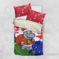 Gambia Christmas Bedding Set Santa Hippo National Coat of Arms Snowflakes and Festive Holiday - African Pride
