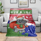 Gambia Christmas Blanket Santa Hippo National Coat of Arms Snowflakes and Festive Holiday - African Pride