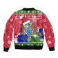 Gambia Christmas Bomber Jacket Santa Hippo National Coat of Arms Snowflakes and Festive Holiday - African Pride