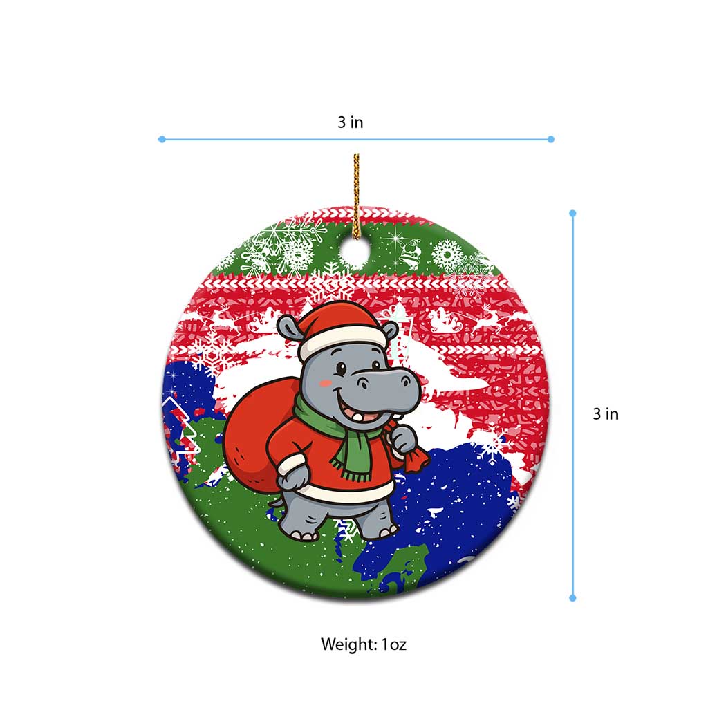 Gambia Christmas Ceramic Ornament Santa Hippo National Coat of Arms Snowflakes and Festive Holiday - African Pride
