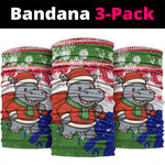 Gambia Christmas Neck Gaiter Santa Hippo National Coat of Arms Snowflakes and Festive Holiday - African Pride