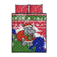 Gambia Christmas Quilt Bed Set Santa Hippo National Coat of Arms Snowflakes and Festive Holiday - African Pride