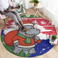 Gambia Christmas Round Carpet Santa Hippo National Coat of Arms Snowflakes and Festive Holiday - African Pride