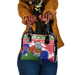 Gambia Christmas Shoulder Handbag Santa Hippo National Coat of Arms Snowflakes and Festive Holiday - African Pride