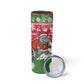 Gambia Christmas Skinny Tumbler Santa Hippo National Coat of Arms Snowflakes and Festive Holiday - African Pride
