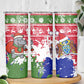 Gambia Christmas Skinny Tumbler Santa Hippo National Coat of Arms Snowflakes and Festive Holiday - African Pride