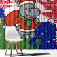 Gambia Christmas Window Curtain Santa Hippo National Coat of Arms Snowflakes and Festive Holiday - African Pride