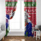 Gambia Christmas Window Curtain Santa Hippo National Coat of Arms Snowflakes and Festive Holiday - African Pride