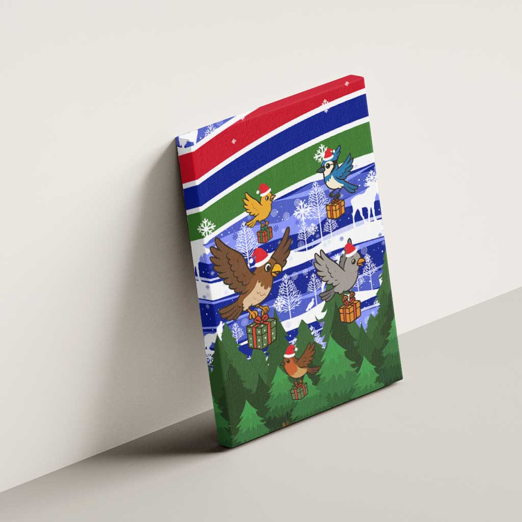 Gambia Christmas Canvas Wall Art Santa Birds Gift Boxes Forest Scene and Snowflake - African Pride