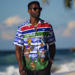 Gambia Christmas Hawaiian Shirt Santa Birds Gift Boxes Forest Scene and Snowflake - African Pride