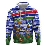 Gambia Christmas Hoodie Santa Birds Gift Boxes Forest Scene and Snowflake - African Pride