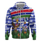 Gambia Christmas Hoodie Santa Birds Gift Boxes Forest Scene and Snowflake - African Pride