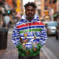 Gambia Christmas Hoodie Santa Birds Gift Boxes Forest Scene and Snowflake - African Pride