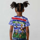Gambia Christmas Kid T shirt Santa Birds Gift Boxes Forest Scene and Snowflake - African Pride