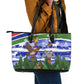 Gambia Christmas Leather Tote Bag Santa Birds Gift Boxes Forest Scene and Snowflake - African Pride