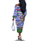 Gambia Christmas Off The Shoulder Long Sleeve Dress Santa Birds Gift Boxes Forest Scene and Snowflake - African Pride