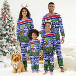 Gambia Christmas Pajama Set Santa Birds Gift Boxes Forest Scene and Snowflake - African Pride