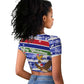 Gambia Christmas Raglan Cropped T shirt Santa Birds Gift Boxes Forest Scene and Snowflake - African Pride