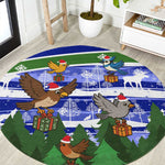 Gambia Christmas Round Carpet Santa Birds Gift Boxes Forest Scene and Snowflake - African Pride