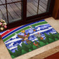 Gambia Christmas Rubber Doormat Santa Birds Gift Boxes Forest Scene and Snowflake - African Pride