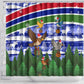 Gambia Christmas Shower Curtain Santa Birds Gift Boxes Forest Scene and Snowflake - African Pride