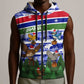 Gambia Christmas Sleeveless Zip Hoodie Santa Birds Gift Boxes Forest Scene and Snowflake - African Pride