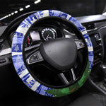 Gambia Christmas Steering Wheel Cover Santa Birds Gift Boxes Forest Scene and Snowflake - African Pride