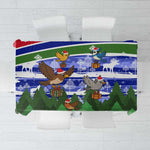 Gambia Christmas Tablecloth Santa Birds Gift Boxes Forest Scene and Snowflake - African Pride
